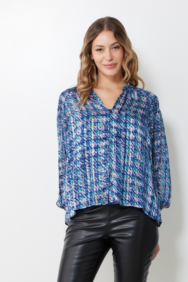 Blusa Gasa Lurex MULTI/AZUL