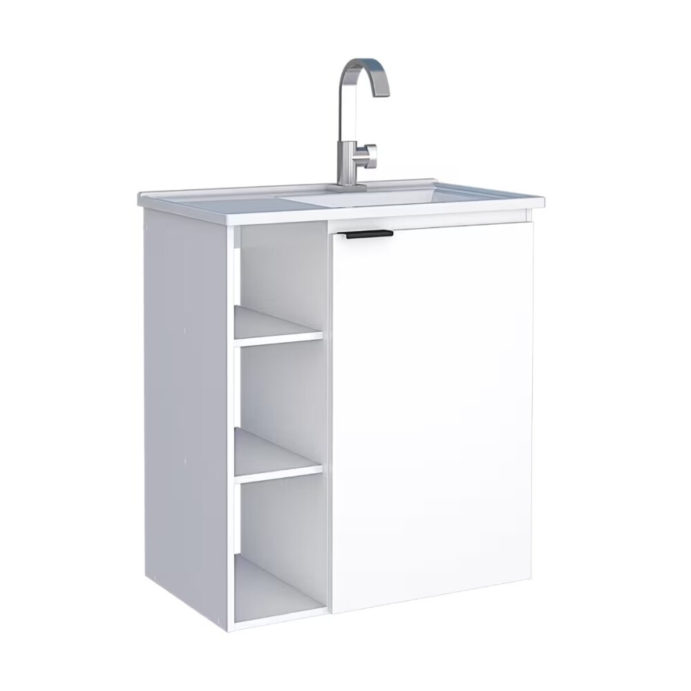 Mueble de baño suspendido Hortensia Blanco 62 cm con bacha de resina Mueble De Baño Suspendido Hortensia Blanco 62 Cm Con Bacha De Resina