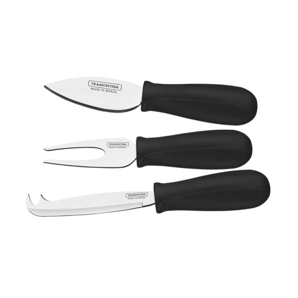 Juego de 3 utensilios color negro para queso, PLENUS -TRAMONTINA TN9721