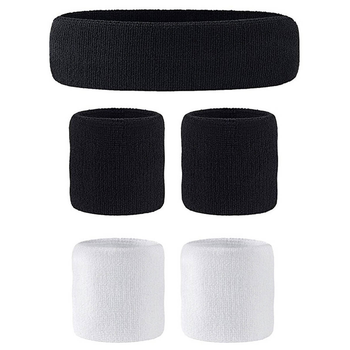 Set X5 Pcs Muñequeras + Vincha Toalla Deportiva 