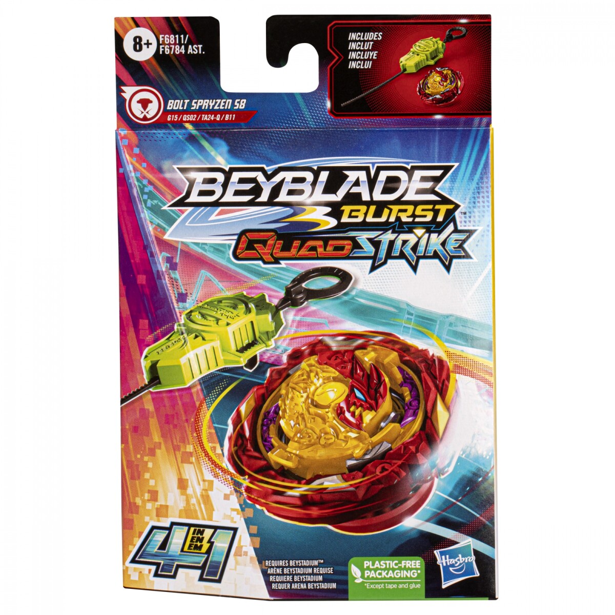Beyblade Burst Quad Strike Lanzador Bolt Spryzen S8 
