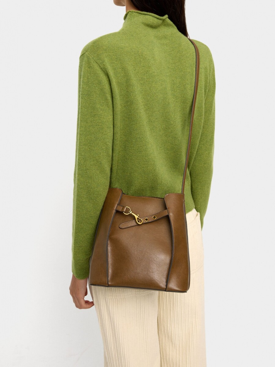 Bolso Bombonera Con Pliegues Laterales camel