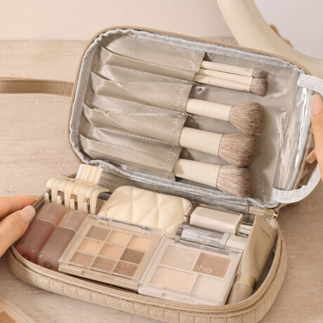 Neceser con bolsillo inferior Velvet BLove Beige