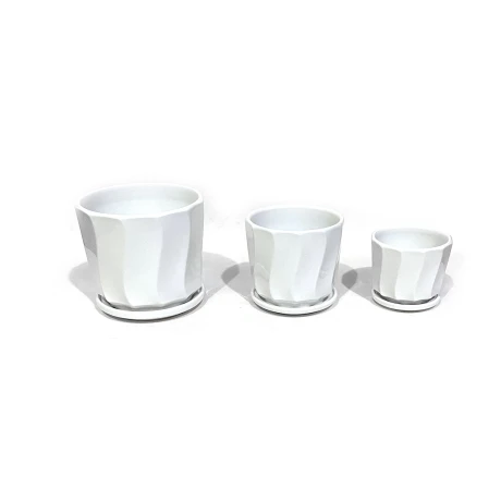 Maceta Ceramica Blanca Con Ondas 17,5x 15,8 Maceta Ceramica Blanca Con Ondas 17,5x 15,8