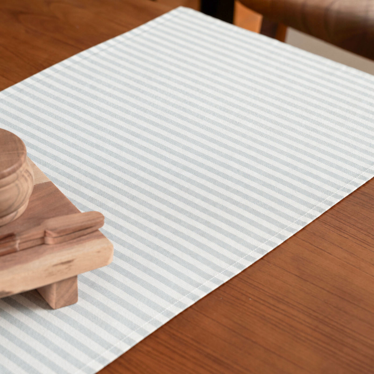 MANTEL CAMINERO - ALGODON GRIS STRIPE 