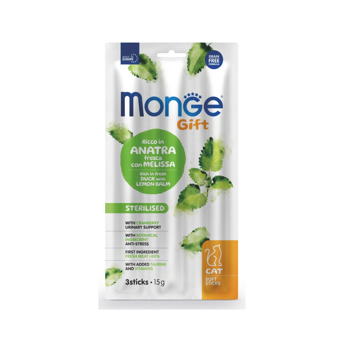 Monge Gift Soft Sticks Sterilised Duck & Lemon Balm 15gr 