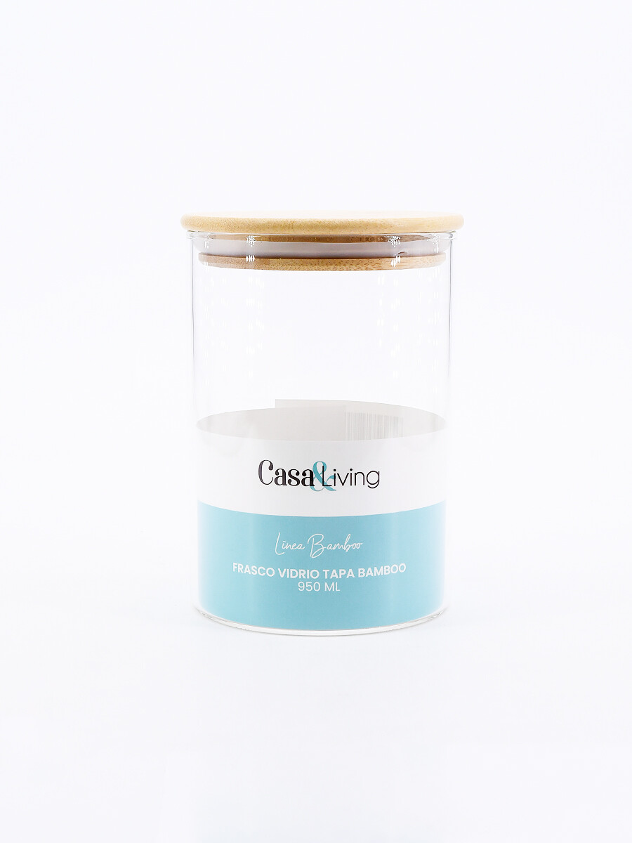FRASCO VIDRIO TAPA BAMBOO - TRANSPARENTEGenérico 