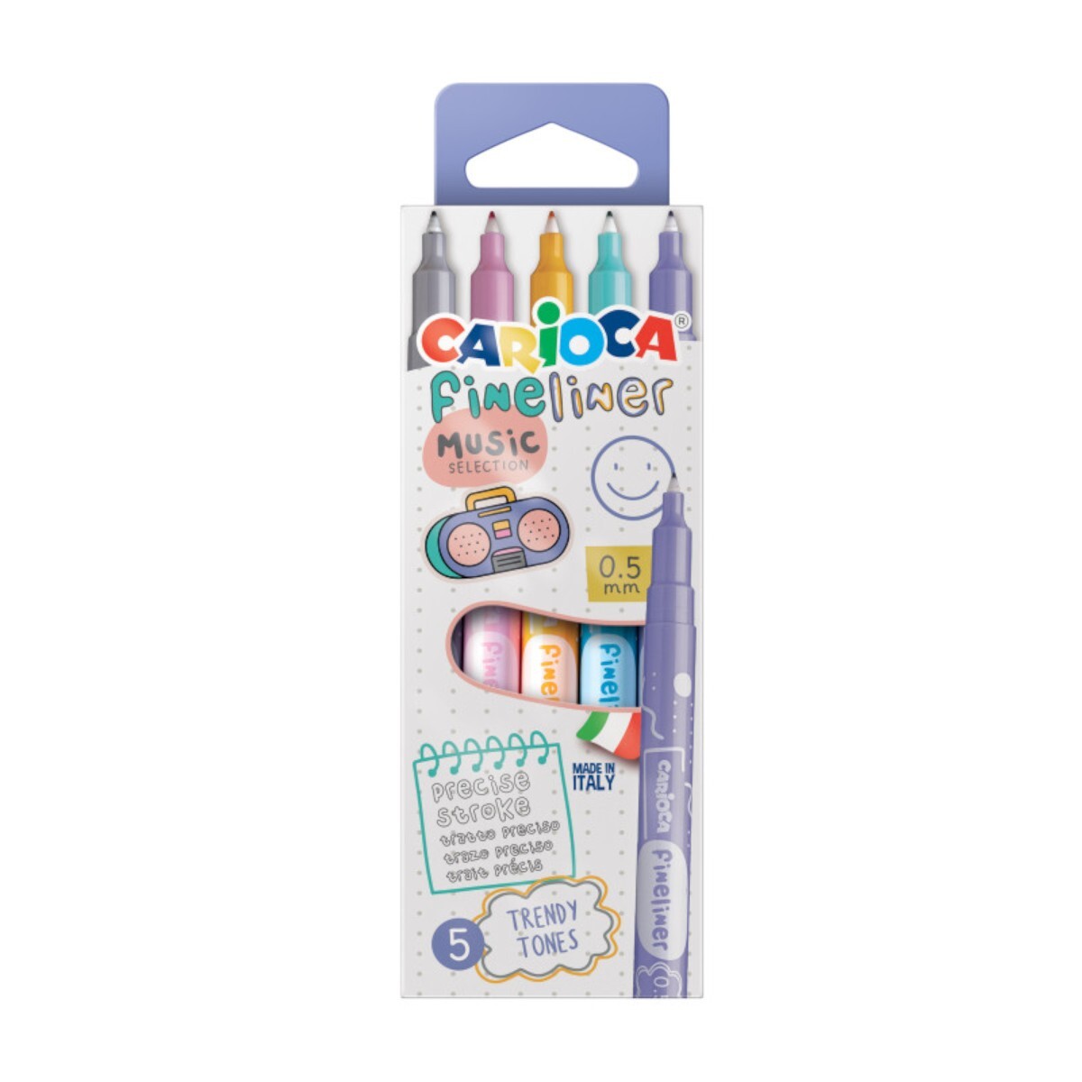 Marcadores Carioca Fineliner Music x5 