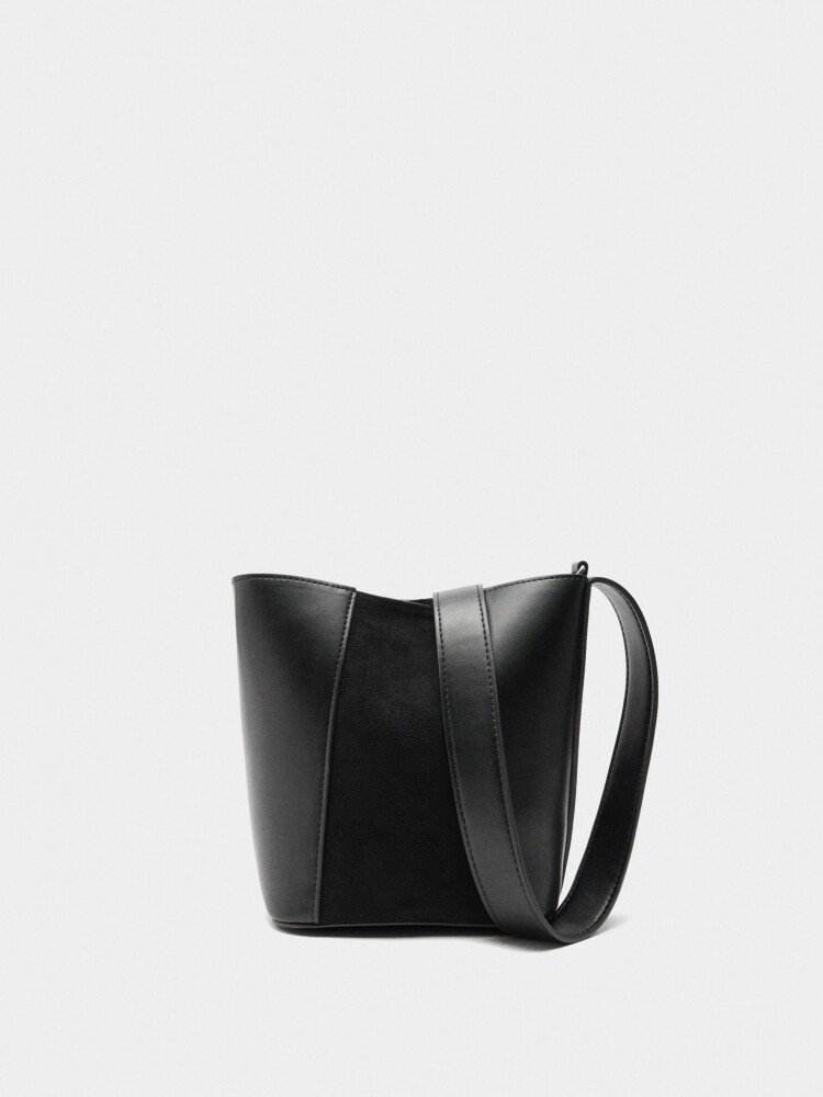 Bolso Bombonera Contraste De Texturas negro