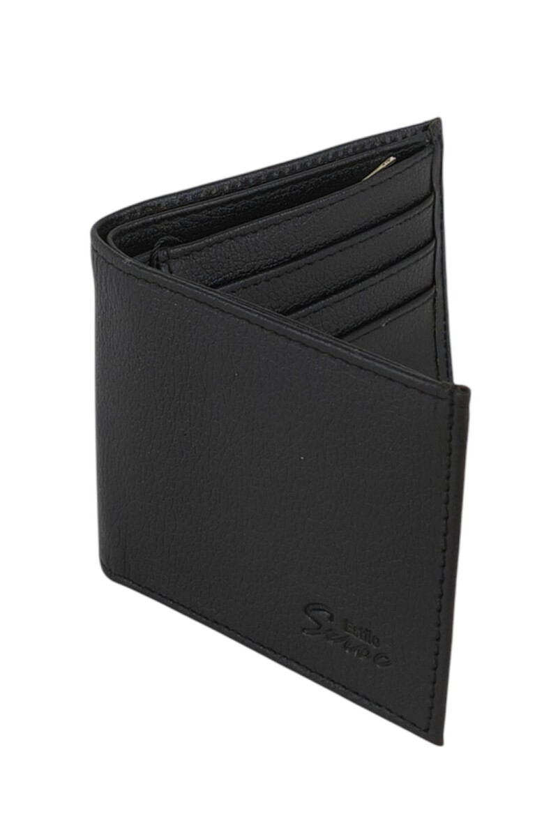 Billetera de cuero con cierre Negro