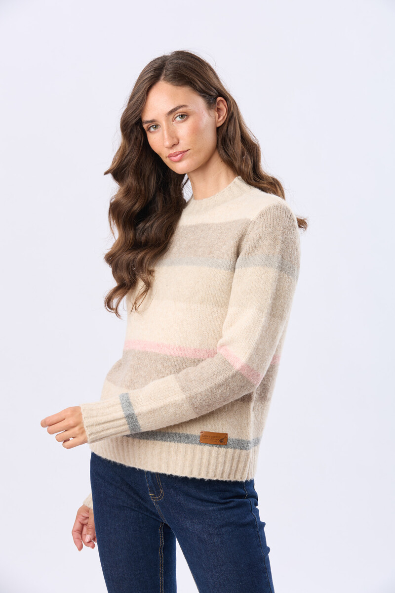 BUZO TEJIDO RAYADO - Beige 