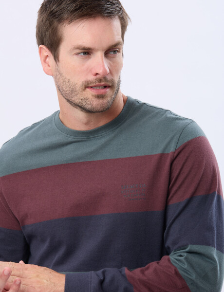 REMERA RAYADA DE ALGODÓN Azul