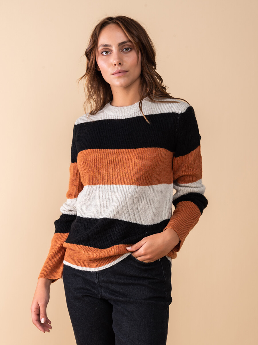 Sweater punto rayas - Caramelo 