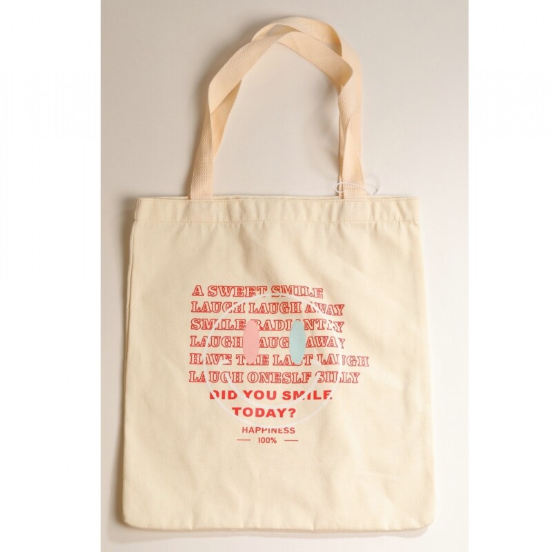 BOLSO TOTE DE LONA (CARA SONRIENTE/BLANCO) BOLSO TOTE DE LONA (CARA SONRIENTE/BLANCO)