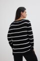 Sweater escote V rayas NEGRO