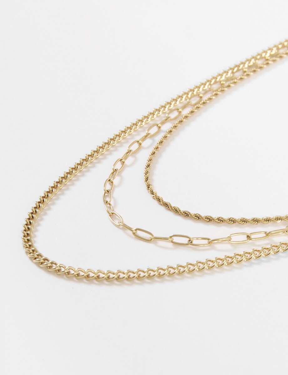 Collar triple vuelta acero - dorado 