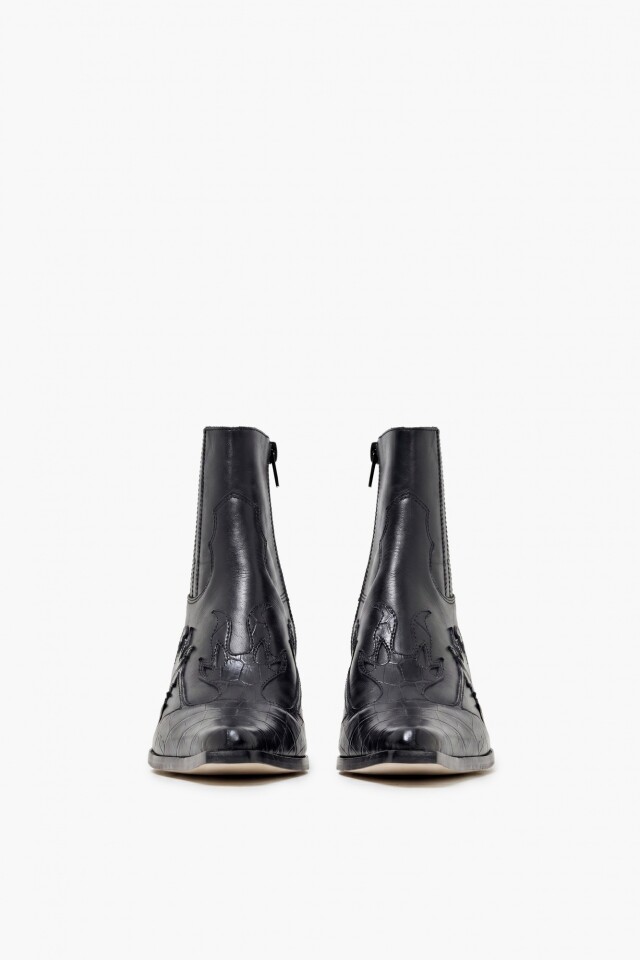 Bota de cuero Texi croco negro