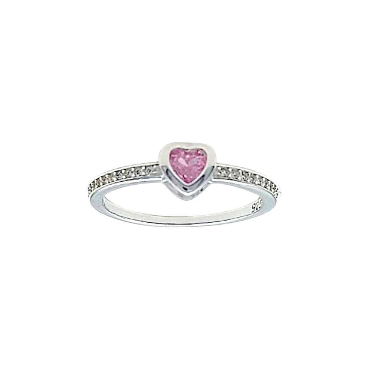 Anillo Corazón-Plata 925-Con Zirconia Rosada-AN4592 - conpiedra 