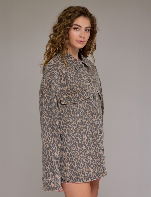 Chaqueta Oversize Animal Print BEIGE/MULTI