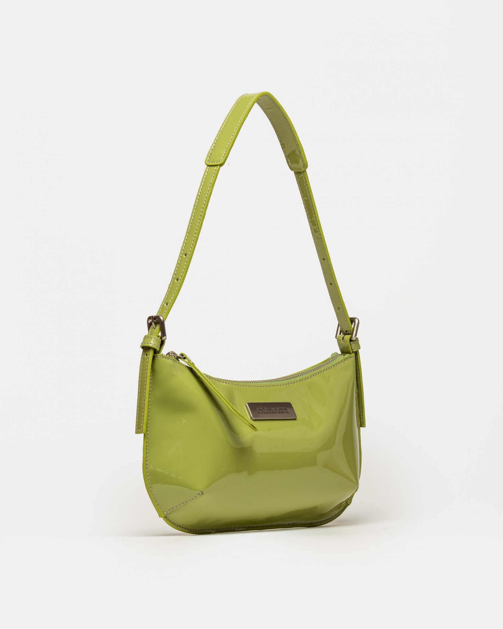 Cartera al hombro Mia en cuero charol Moss — Prüne