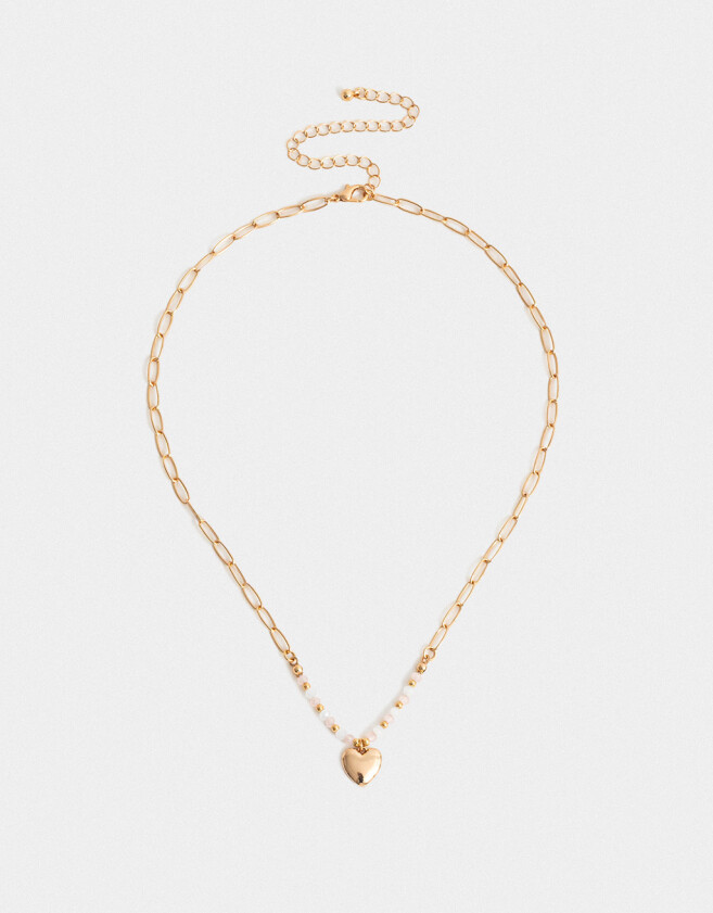 Cadena Corta con Dije Con Piedra Natural Collar Corto Bañado En Oro Con Piedra Natural - Dorado