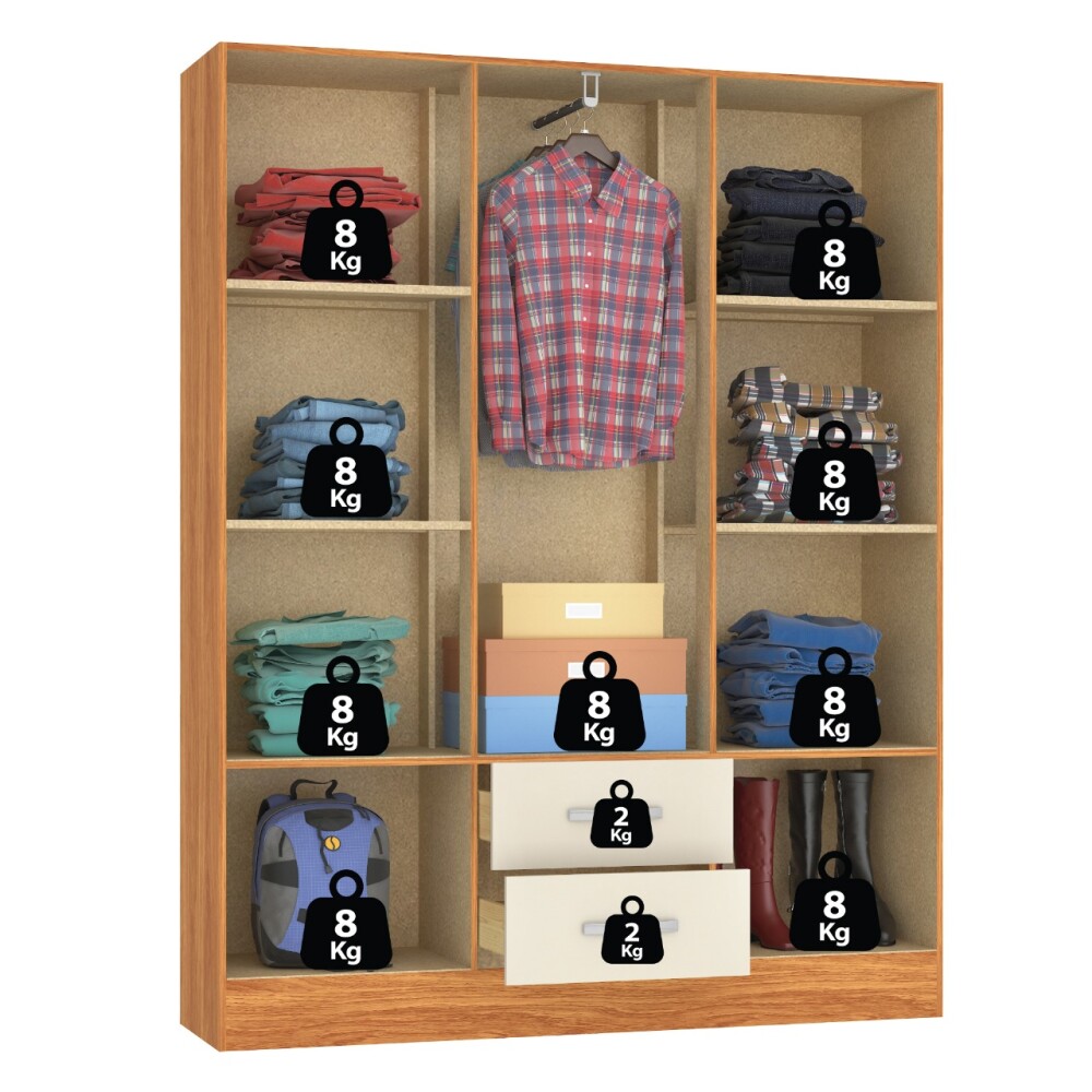 ROPERO 6 PUERTAS 2 CAJONES GUARDARROPA ARMARIO PLACARD CLOSET BEIGE