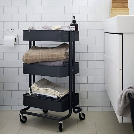 Carrito Organizador Multiuso Selecta Metálico 3 Estantes Negro