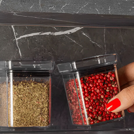 Kit Organizador Condimentos Lumini X13 Frascos y Soporte Negro