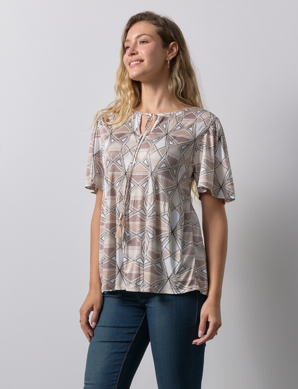 Blusa Plisada BEIGE/MULTI