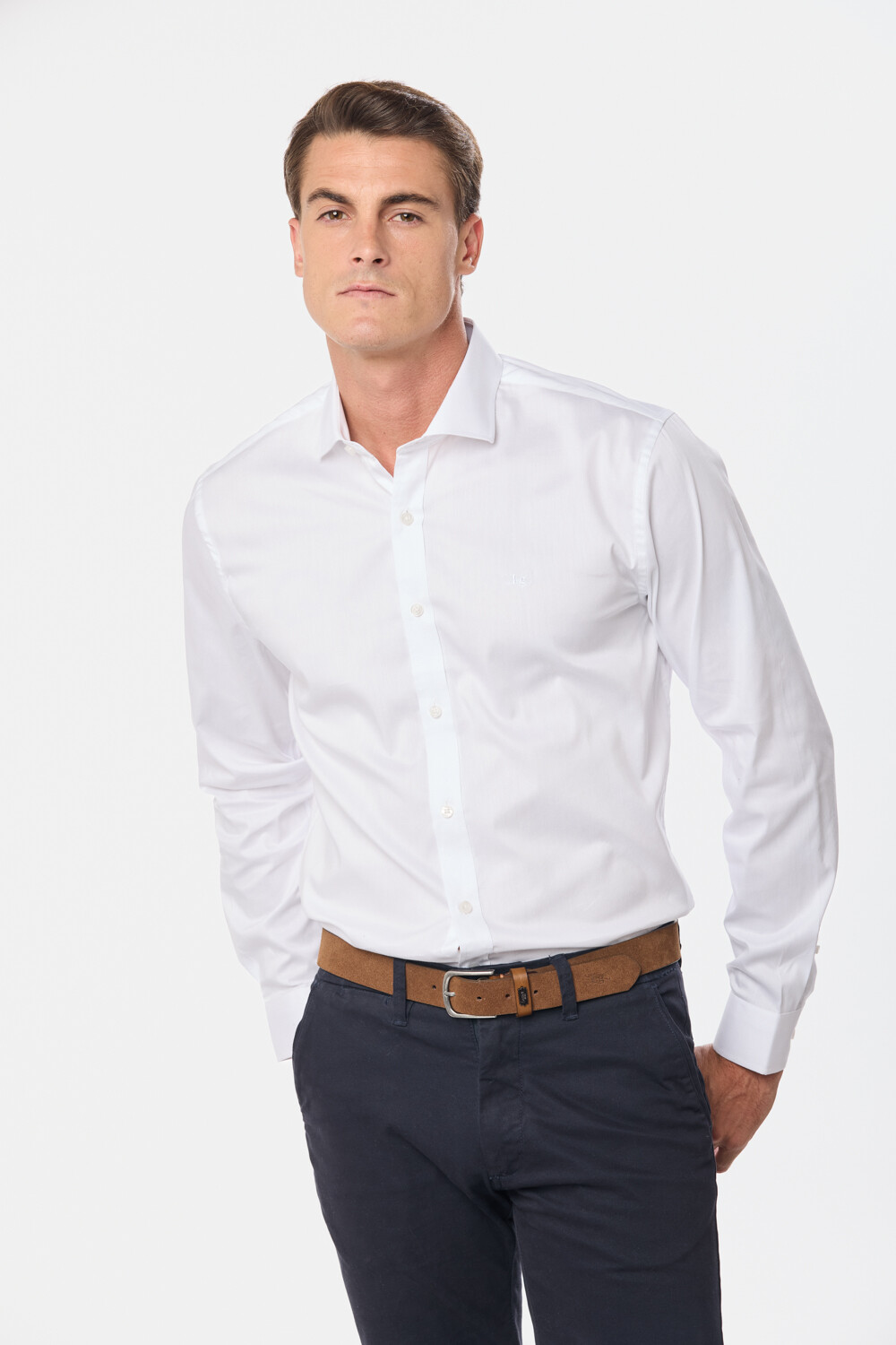 CAMISA DE VESTIR CON SPANDEX Blanco
