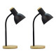 2 X Lampara De Escritorio Portatil Nordica Madera Vintage Negro