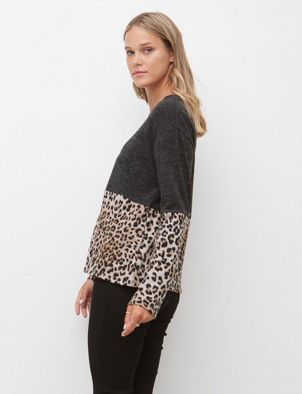 Buzo Soft Print NEGRO/BEIGE