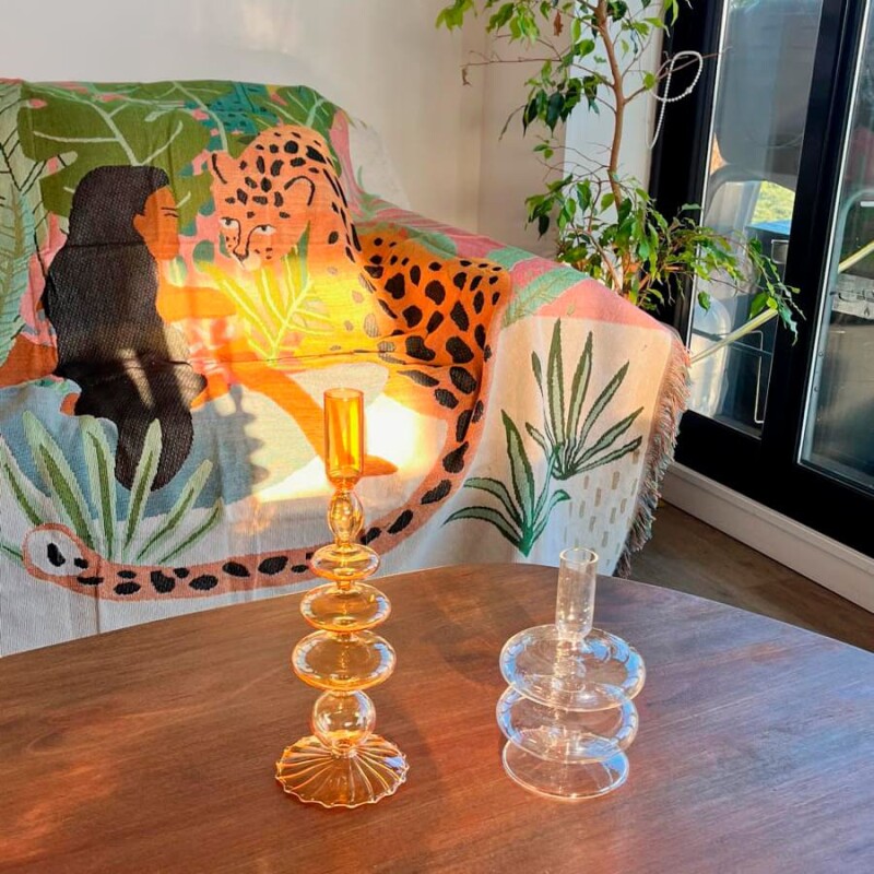 Porta velas de vidrio en colores alto Naranja