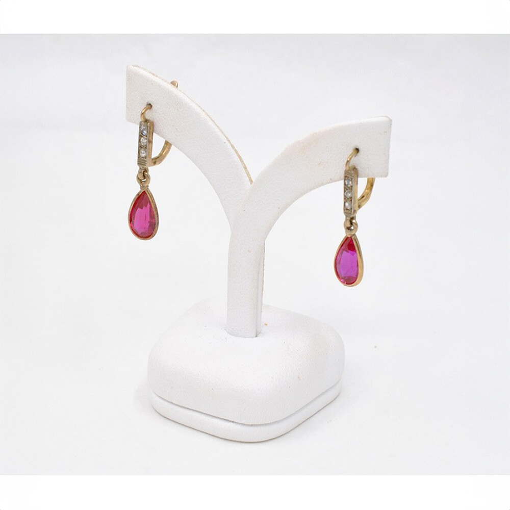 Caravanas Antiguas Con Diamantes Y Rubies Sinteticos. Caravanas Antiguas Con Diamantes Y Rubies Sinteticos.