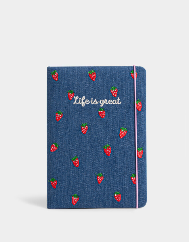 Anotadores Cuadernos y Memos Bordado Cuaderno A5 "berry" - Combinacion Bicolor