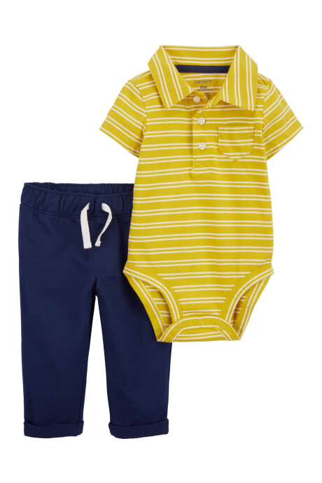 Set dos piezas de algodón, pantalón y body polo Set dos piezas de algodón, pantalón y body polo