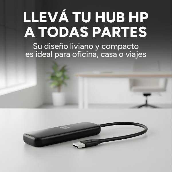 Adaptador Multipuerto Hub HP 4 Puertos USB 2.0 DHC-CT110C Color Negro