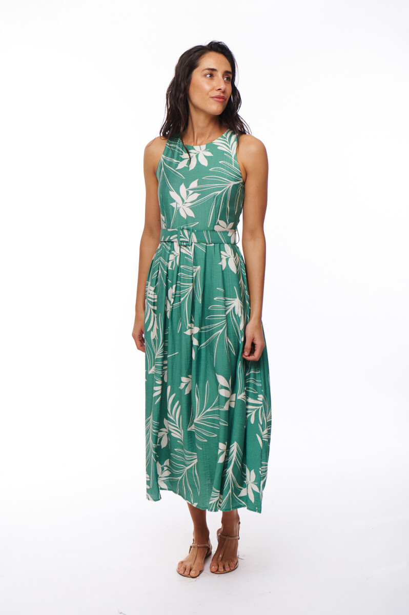 VESTIDO LULANI - ESTAMPADO VERDE Y BLANCO 