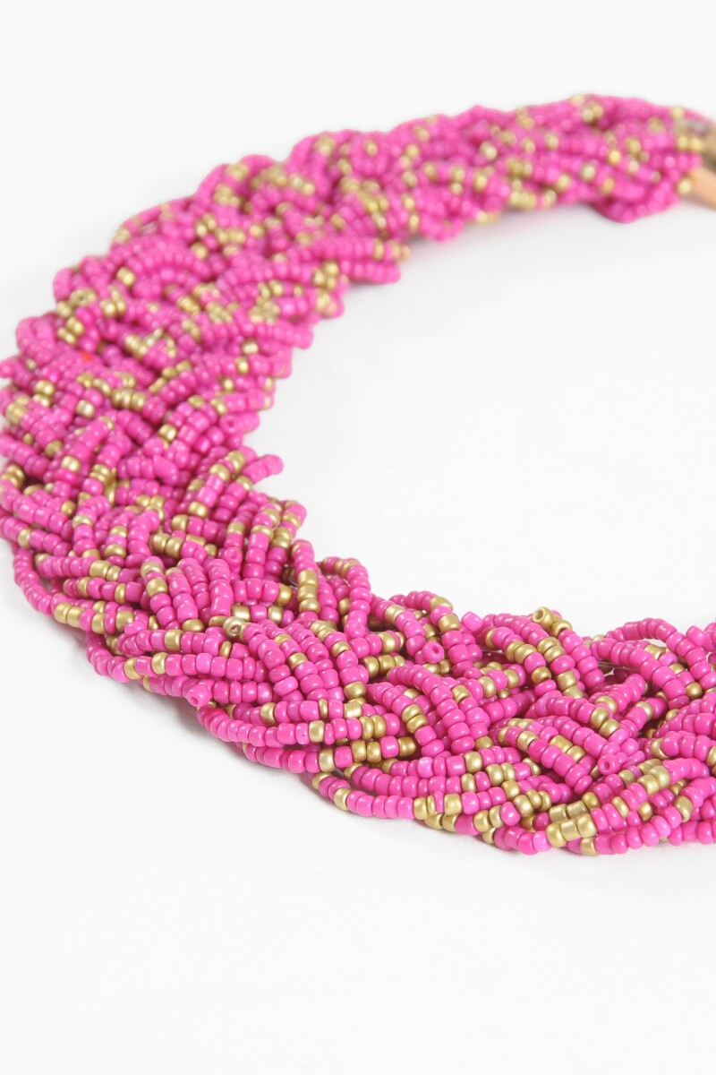 Collar mostacillas trenzado magenta