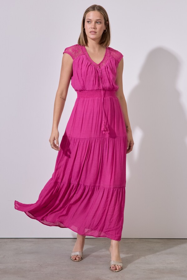 Vestido Maxi Encaje FUCSIA