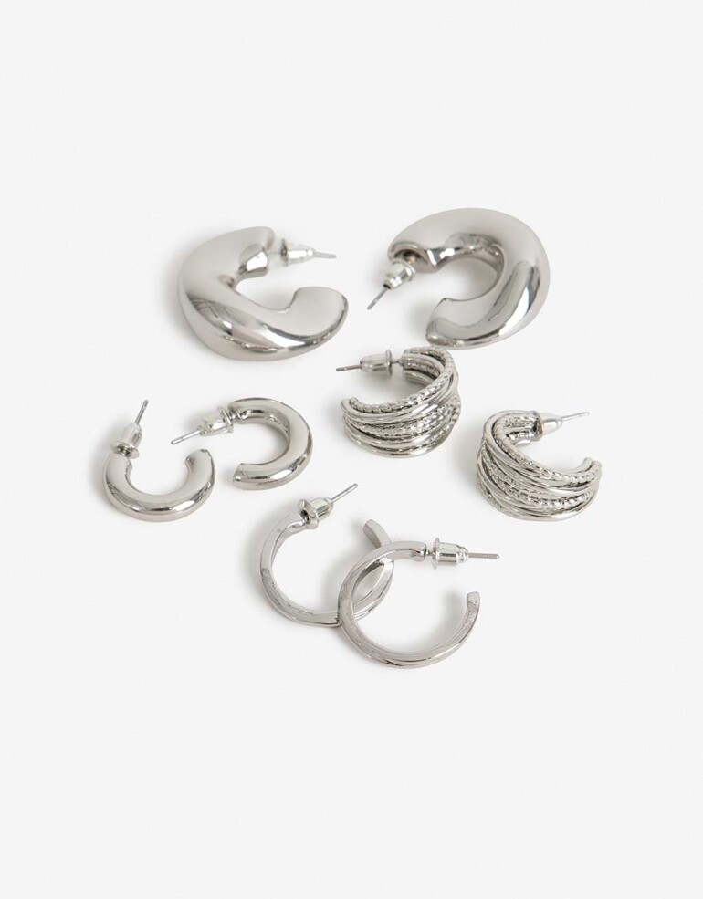 Aros Argollas Set Metal Aros Argolla Set Metal - Plateado Rodio
