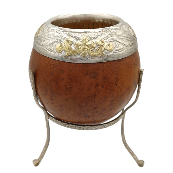 Mate torpedo con base 3 puntas linea Bresciani - Plata y oro - MTTO41 Marrónuniforme