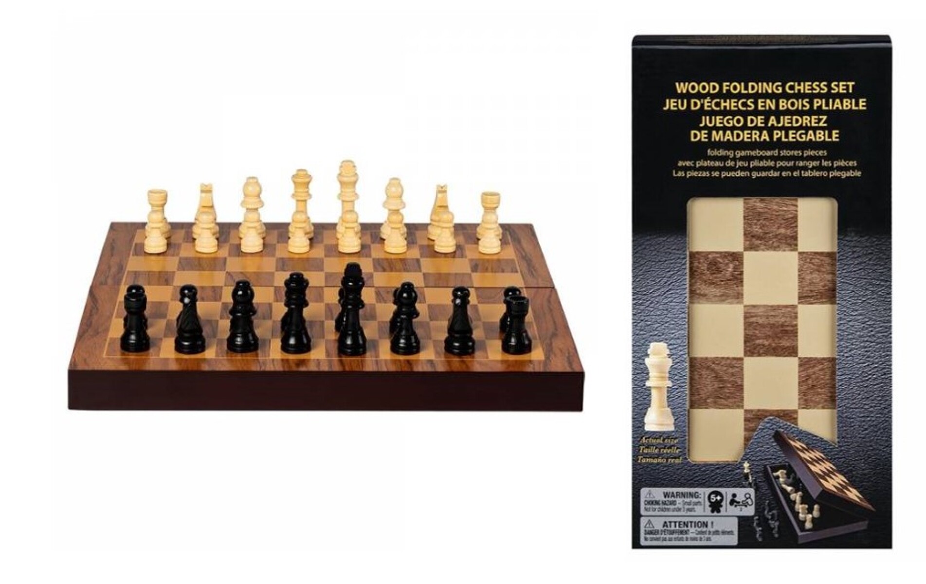 Juego de Mesa Black Gold Ajedrez Plegable Madera 
