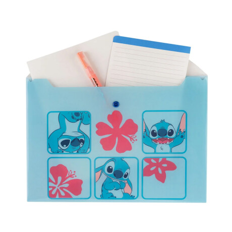 Sobre Zip Mooving Licencia A4 Stitch Celeste