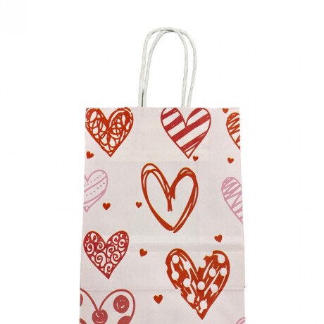 Bolsa con Asa N°2 21x15x8 Rosado con Corazones