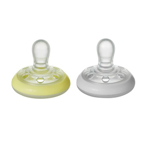 Set de 2 chupetes breast like 0 a 6 meses amarillo/gris