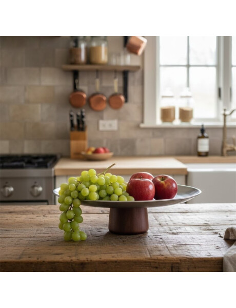 BANDEJA C/BASE D22x8CM PLATA/NEGRO BANDEJA C/BASE D22x8CM PLATA/NEGRO