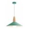 Lampara Colgante Metal Nordica Plato Deco Simil Madera Led Verde