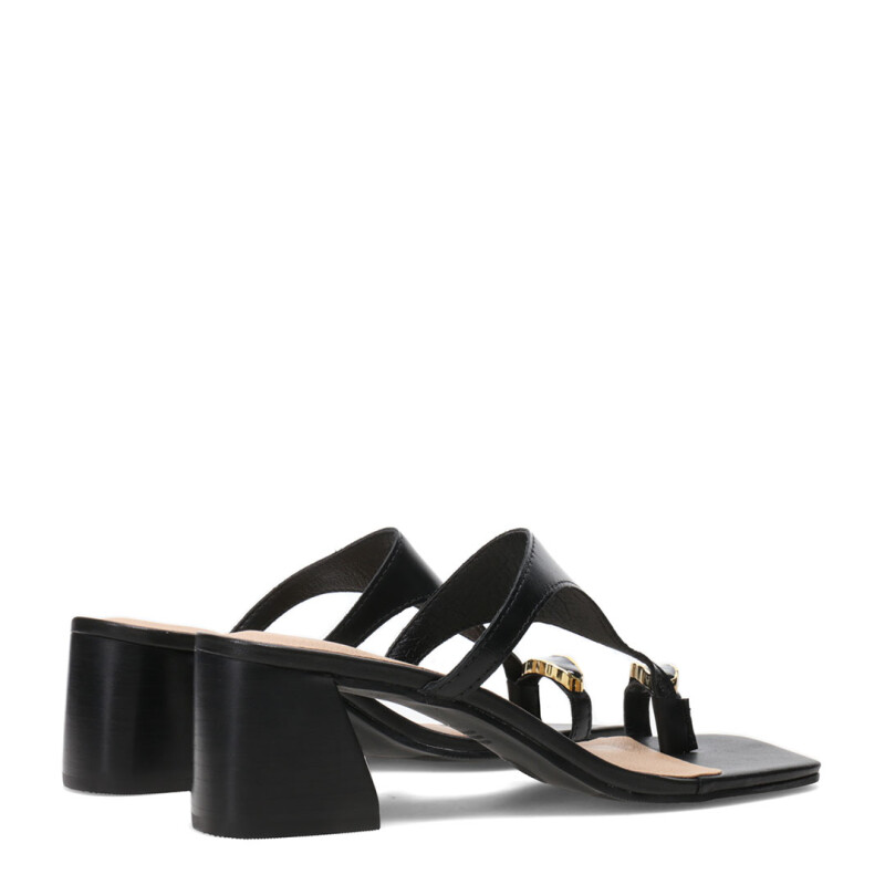 Sandalias de Mujer Bottero Taco Y Aplique Negro