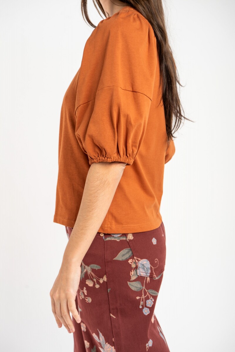 Remera Algodón Manga Globo Caramelo